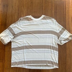 Lacoste White and Brown Short Sleeve Tee